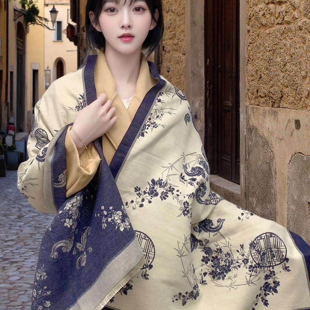 Liu Yifei Langer Schal Damen Winter Halswärmer - Hochwertiger Kaschmir-Imitat Strickschal