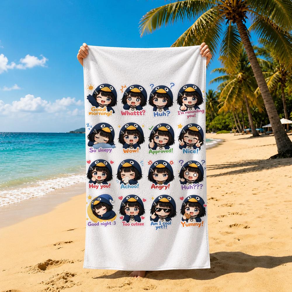 Cartoon Gugu Gaga Penguin Towel Towel Soft Pool Gift For Travel Gym Shower Cool Camping Quick Dry Sports  Large Beach Towel