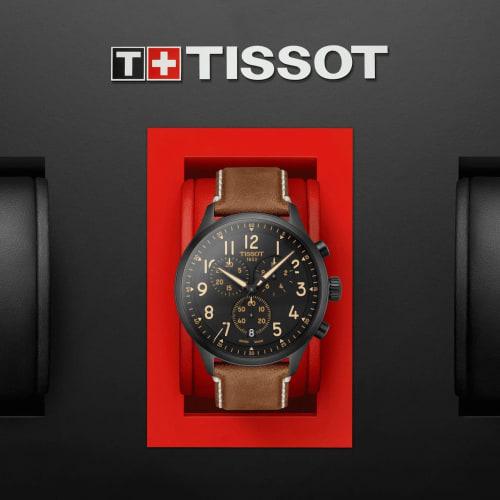 Tissot Men's Chrono XL Watch with Black Dial and Leather Strap, Model T1166173605203, Officially Imported