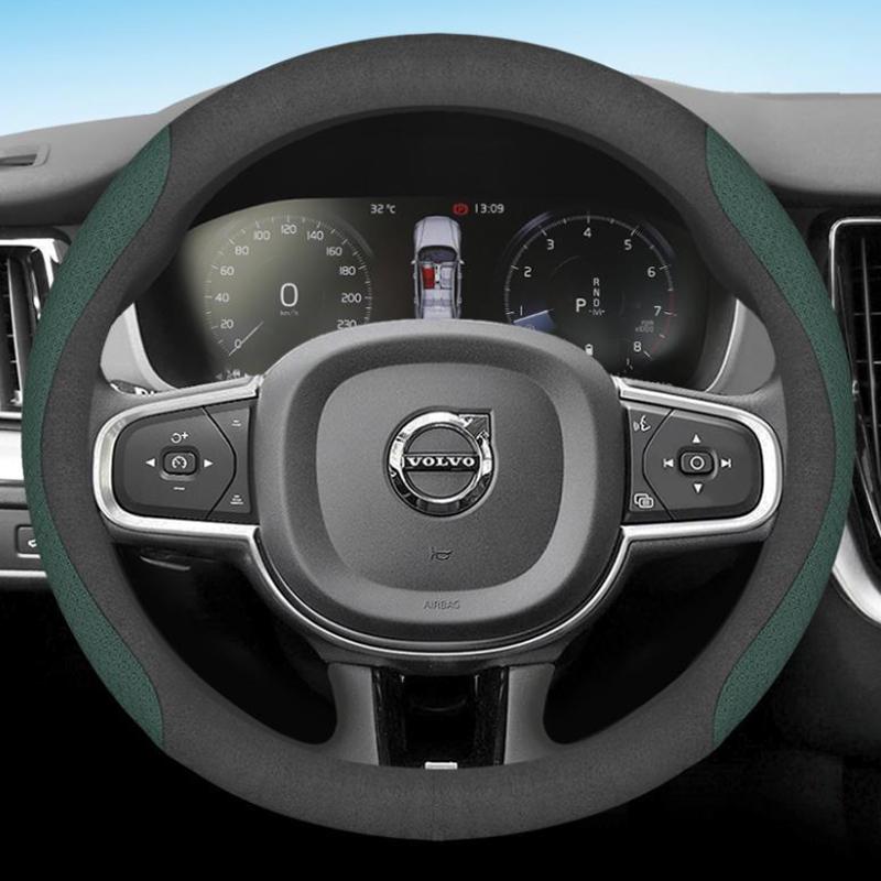 msbn8 Leather Car Steering Wheel Cover for Volvo XC90 B6 T8 V90 S60 2024 2023 2022 12colors Breathable Anti Slip Auto Accessories