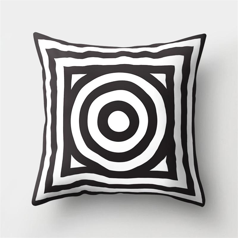 Simple Black and White Geometric Art Pattern Cushion Cover Home Living Room Sofa Decoration Square Pillow Pillow Cover