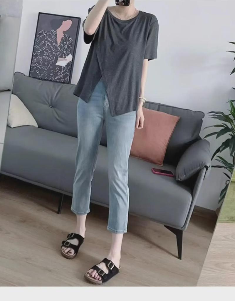 Women's High Waist Plus Size Elastic Cropped Jeans - Autumn Style, Slim Straight Cut.