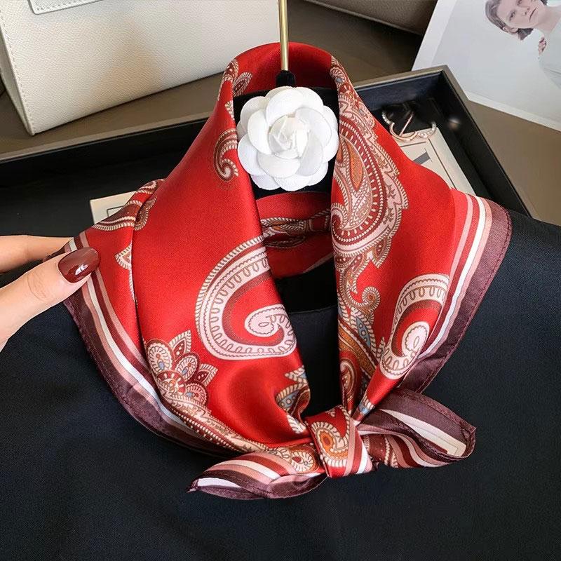 

100% Real Silk Scarf Women Square Wrist Shawls Wraps for Ladies Foulard Scarves Pashmina Female Hijab Bandana bufanda echarpe Real Silk 53x53cm
