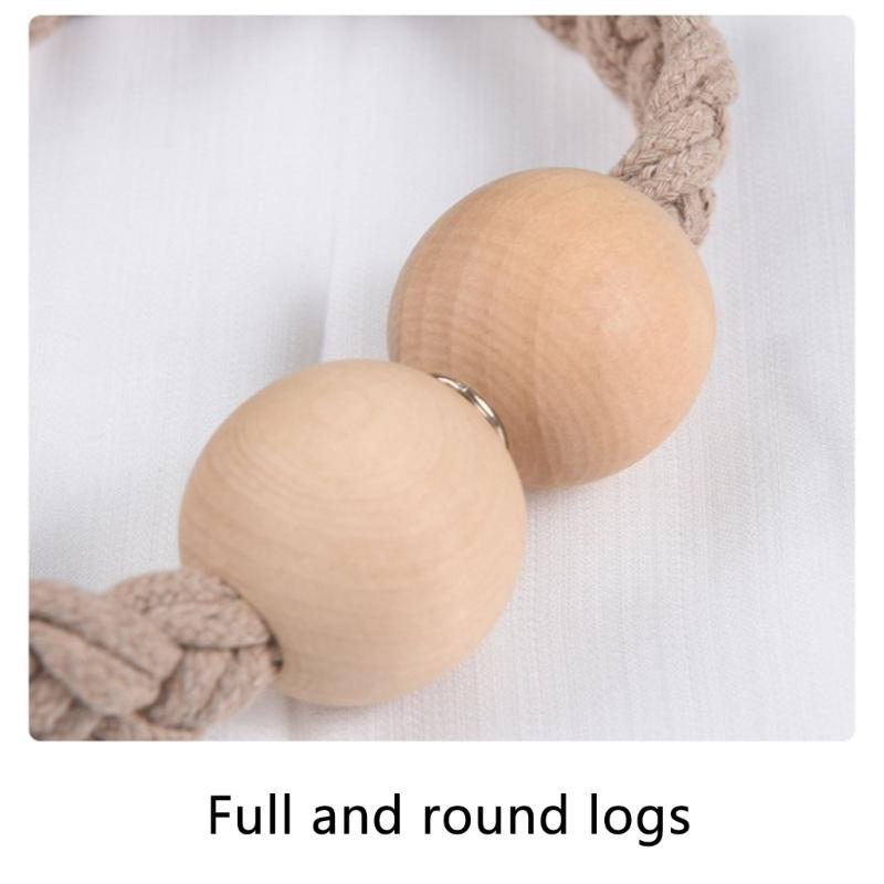 2Pack Wood Magnetic Curtain Tiebacks Simple Rope Curtain Holdbacks for Drapes Handmade