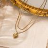 European and American Style Retro Titanium Double Layer Zircon Heart Necklace for Women