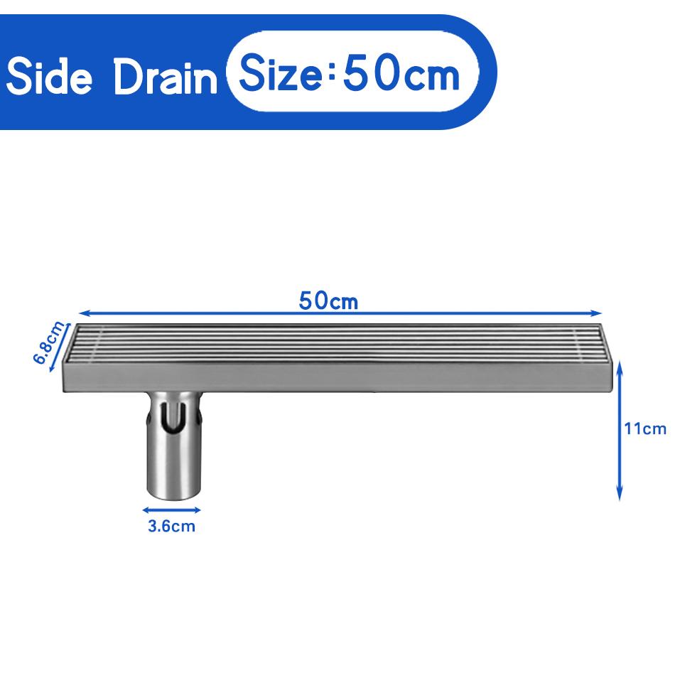 Badezimmer-Bodenablauf USU304 Edelstahl Streifen Rechteck Dusche Lange lineare Entwässerung Seitenbodenabläufe für Küchentoiletten
