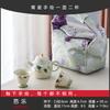 Guochao Hand-Painted Rose, A Pot Of Two Cups Set, Portable Cloth Bag, Outdoor Tea Drinking, High-Value Light Luxury Travel Tea Set