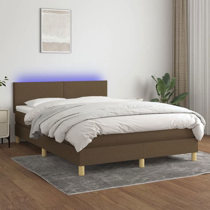 Maison Exclusive - Sommier à lattes de lit matelas et LED Marron foncé 140x190 cm