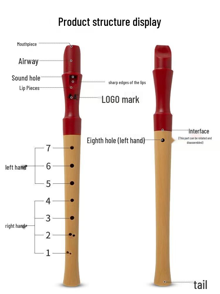 Chime Soprano Recorder: Half-Wood, Six/Eight-Hole, German/English Fingering, for Adults & Children.
