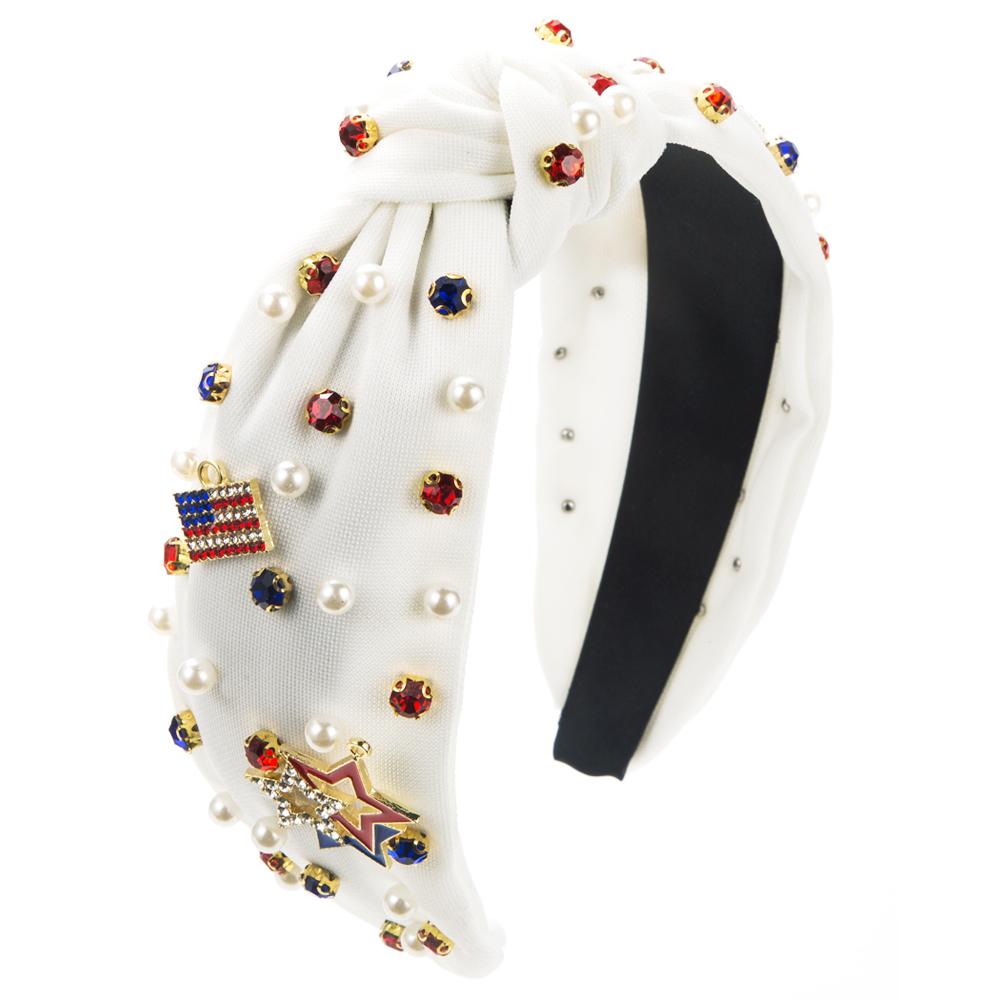 Hair Bands, Red, White, Blue Nail Beads, Diamonds, Oil Drops, National Flag Accessories, Festive Hair Accessories