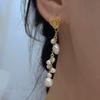 Natural Freshwater Pearl Earrings for Women, Niche Vintage Long Tassel Earrings, Rose Multi-pearl Pendant Earrings