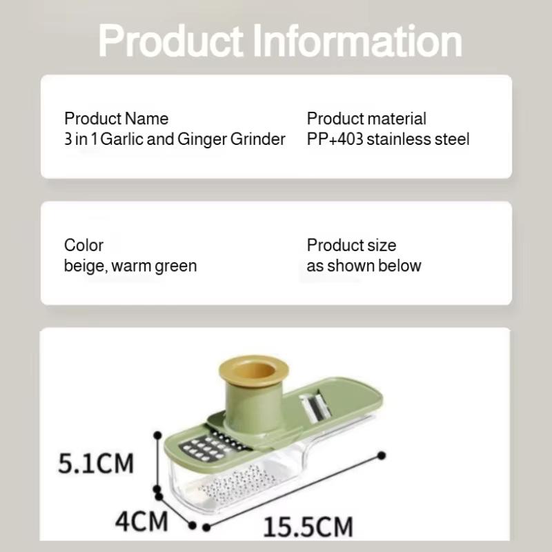 3-in-1 Multifunctional Ginger and Garlic Grinder Home Kitchen Slicer All Grinder