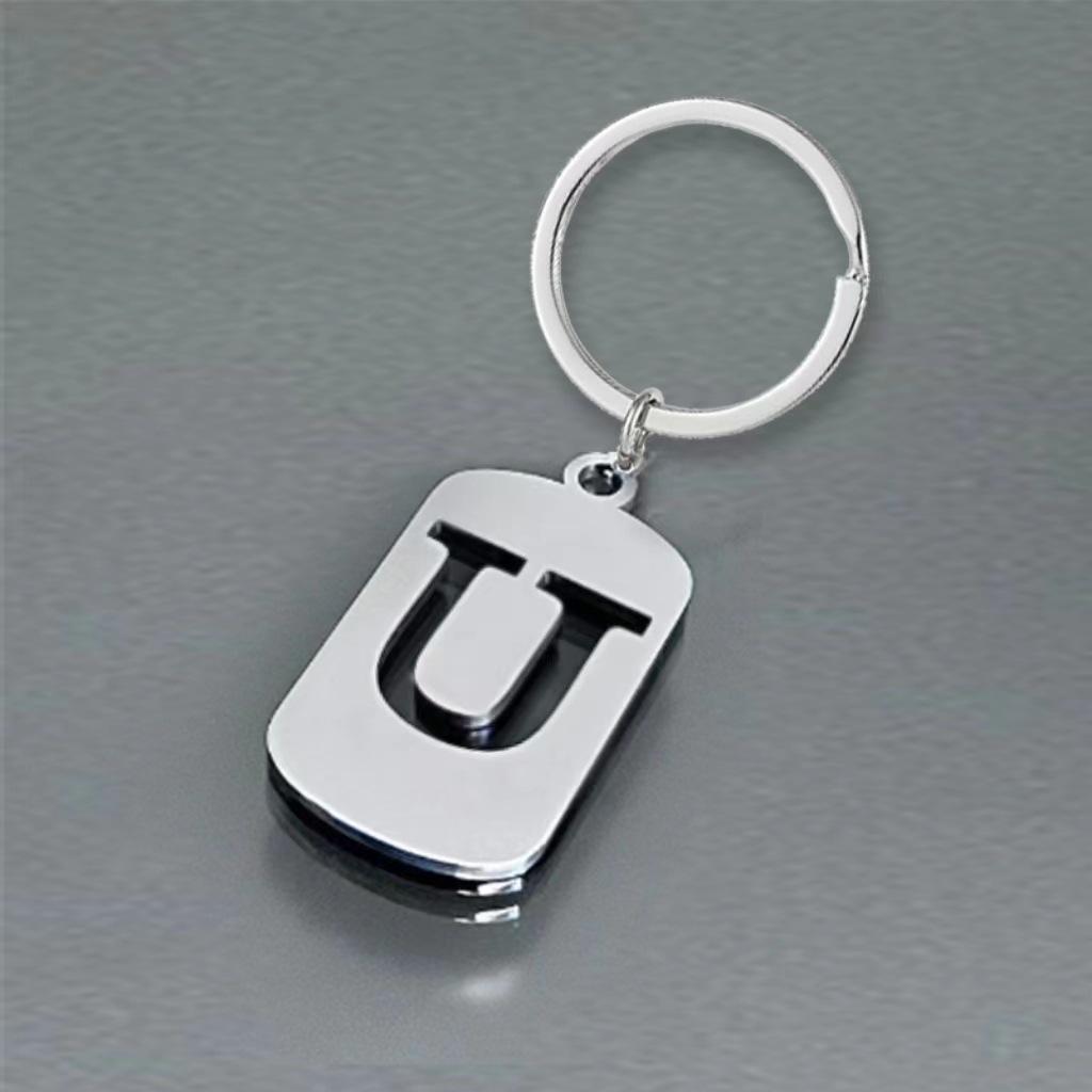 Stainless Steel 26 English Letters Keychain - Stylish Alphabet Pendant for Backpack or Car
