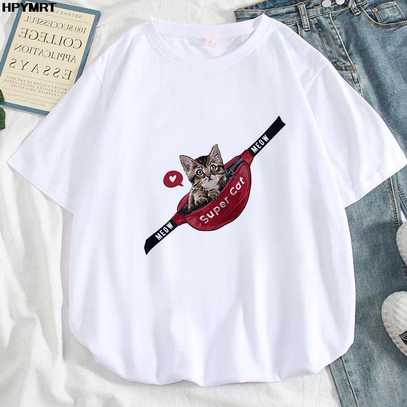 Moda Harajuku Calle de Verano ropa para mujer Camiseta con Estampado de Dibujos animados chica suave acogedora Casual linda manga corta Camisa Kawaii