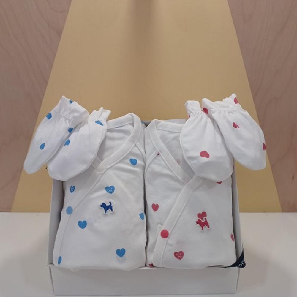 

Bluedog Baby Heart Bamboo Gown Mittens Gift Set 45a70 001 03 blue+red/newborns