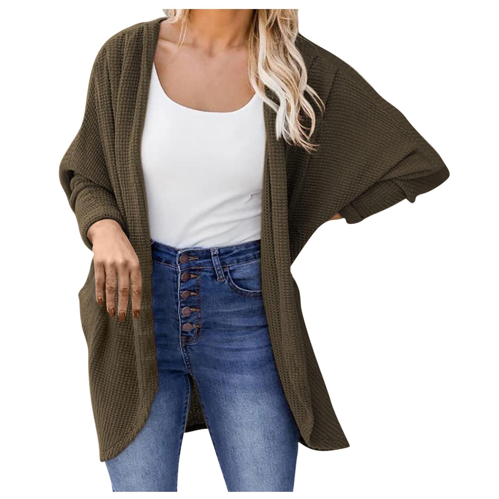 

Женский однотонный удобный домашний кардиган, длинная рубашка, куртка с шалью M армия зеленый