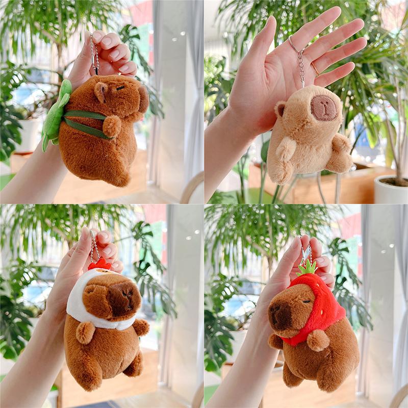 Cute Capybara Plush Keychain Backpack Pendant Toy Car Key Ring Decoration Accessories Kawaii Stuffed Doll Children Birthday Gift