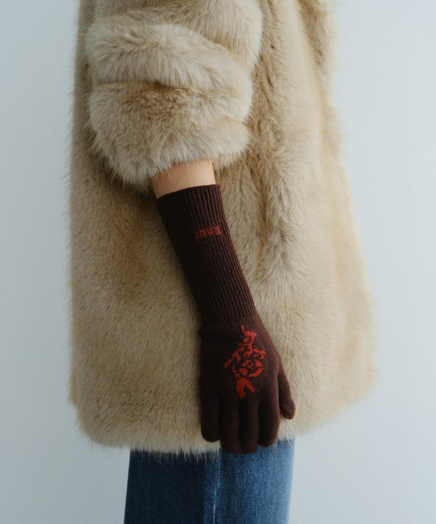 ENOLEUSEUTYUDIO Flower Jacquard Gloves - Brown
