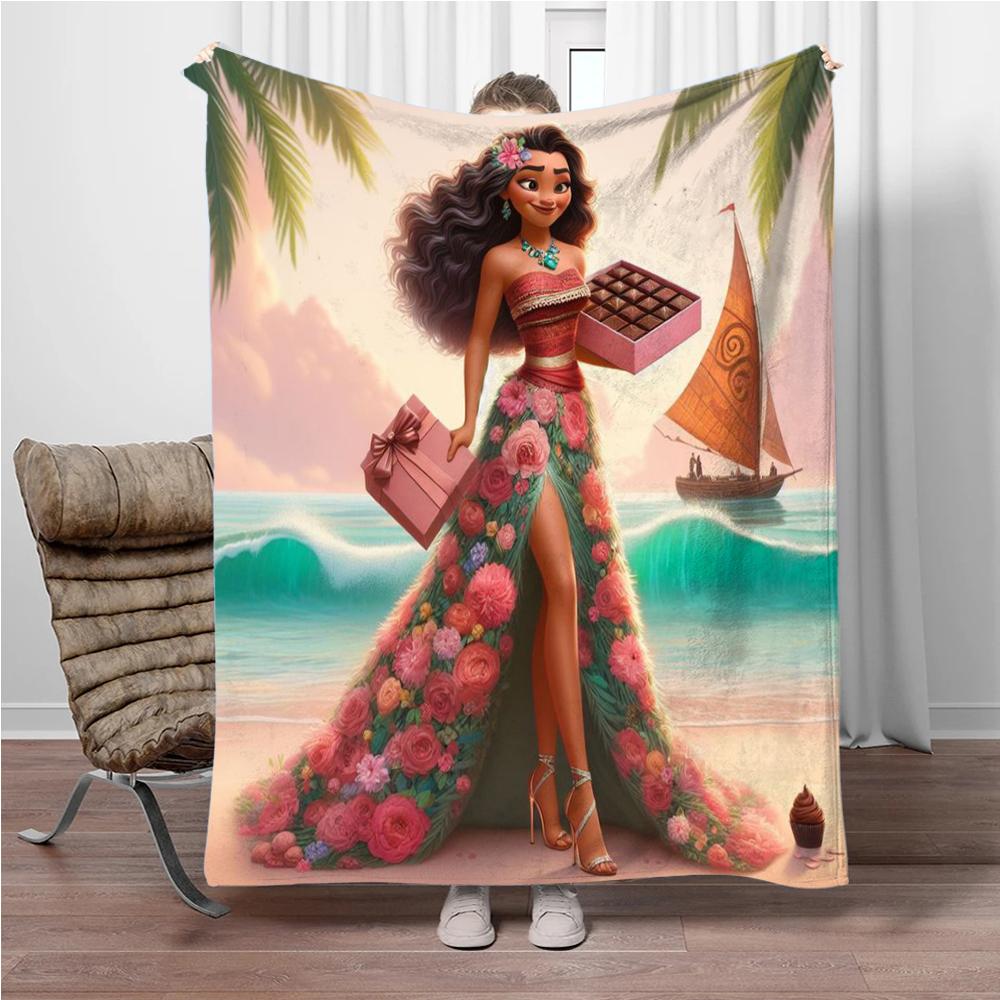 Disney Cartoon Moana Room Warming Decorative Flannel Thin Blanket.Office,Chair,for Sofa,Living room,Travel Picnic Blanket Gifts