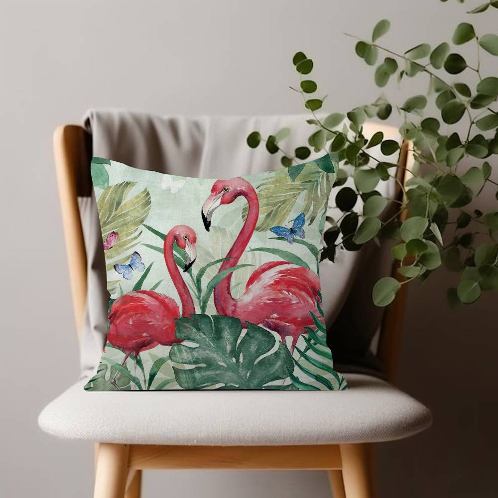 Leaf Flamingo Pillow Case Plush Fabric Soft Double Sided Print Sofa Cushion Cover Throw Pillow Covers