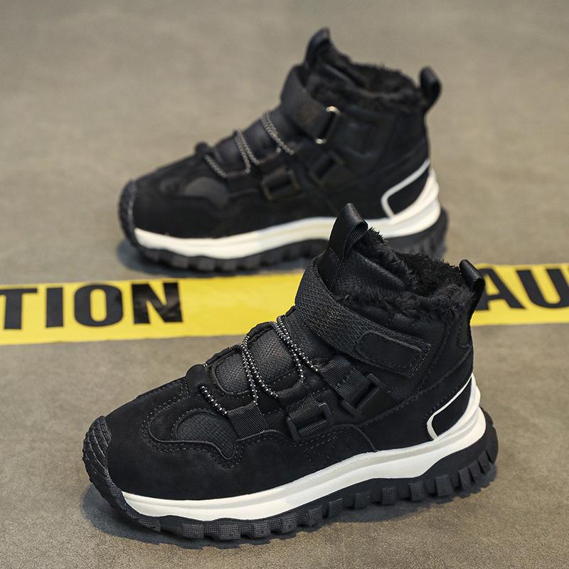 Children's high-top cotton shoes 2025 winter new soft-soled non-slip student sports shoes boys and girls fleece thickened warm
