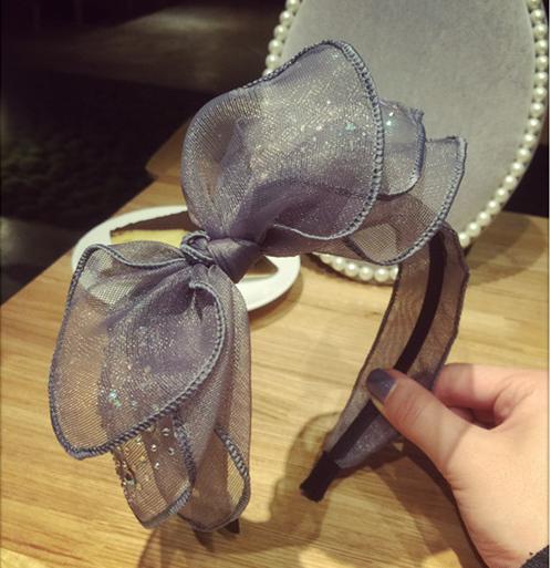 Women High End Headdress Shiny Crystals Bowknot Headbands Solid Ladies Elegant Mesh Hairbands Knot Teen Girls Bow Hair Band