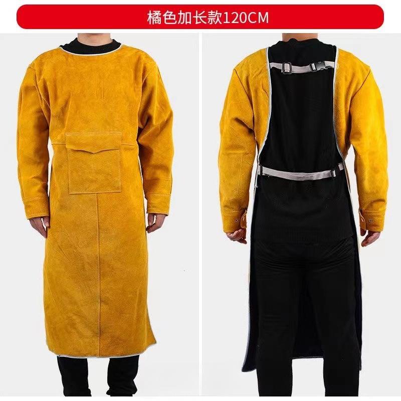 Leather Suede Electric Welding Protective Suit Anti-fire Scald Proof Flame Retardant Heat Insulation Clothing Work Apron