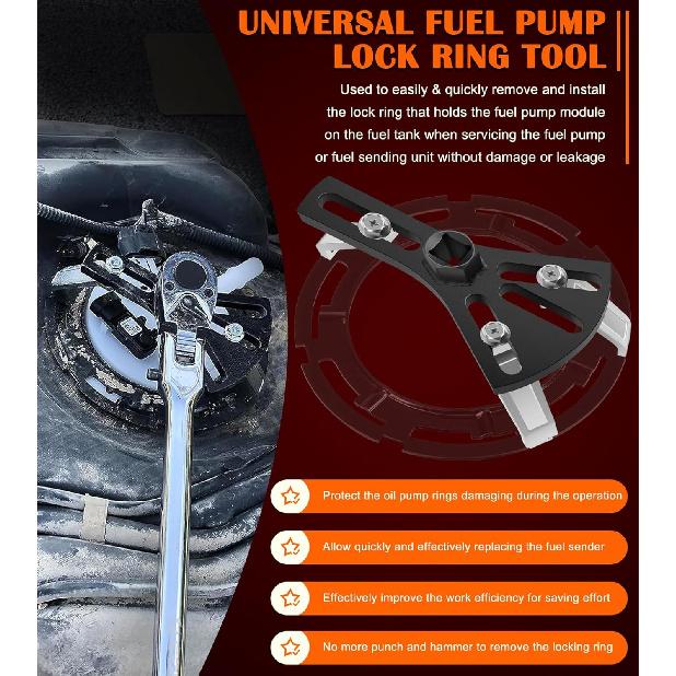 Universal Fuel Pump Removal Tool, 5.31" to 7.17" Adjustable Fuel Pump Lock Ring Tool, Fuel Tank Lock Ring Removal & taller Tool, Car Fuel Lid Tank