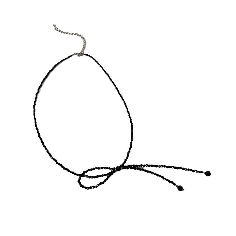 Super Fairy Pearl Crystal Bow Necklace Female Niche Retro Personality Versatile Temperament Fashion Neck Chain Collarbone Chain