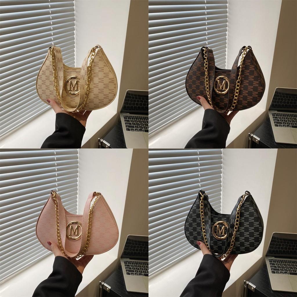Armpit Bag Retro With Letter Printing Design And Chain Shoulder Strap For Daily