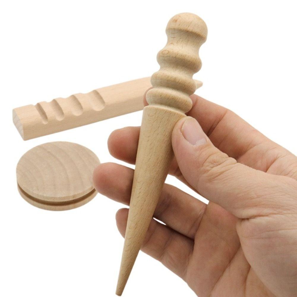 

3pcs Solid Wood Leather Burnishing Stick Handmade Leather Polishing Stick Leather Craft