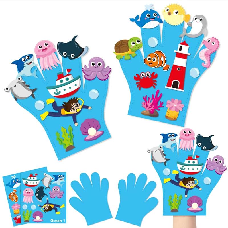 Children Hand Puppets Set Montessori Parish Toy DIY Animal Finger Puppets Storytelling Kindergarten Baby Interaction Social Tool