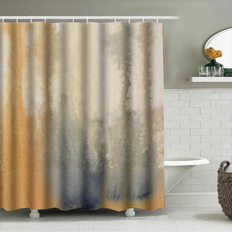 Luxusní koupelnový sprchový závěs s moderním dekorativním vzorem ve stylu akvarelu, voděodolná látka pro koupelny, oranžový, béžový, gr