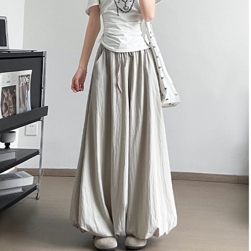 Yellow Lazy Style Flower Bud Skirt and Pants for Women In Summer New Casual High-waisted Small Loose Lantern Wide-leg Pants