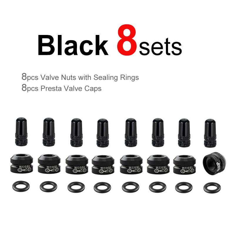 2~8sets Bicycle Tire Valve Nut with Presta Valve Cap Set MTB Road Bike Tubeless Presta Valve Protection Screw and Cover