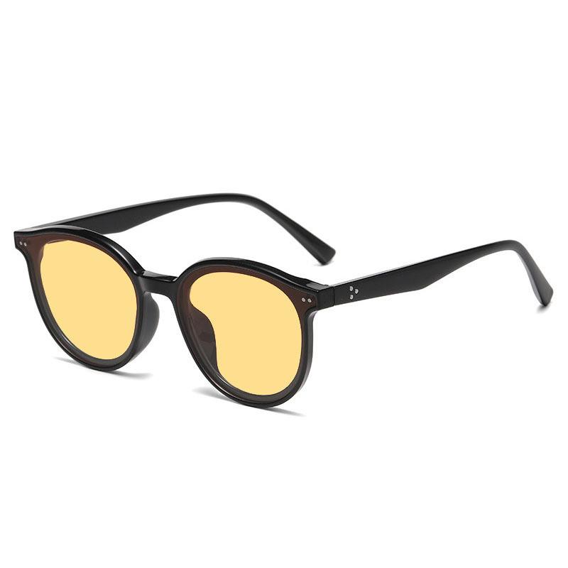 

Retro Round Frame Sunglasses For Women Uv400 Protectio N With Gray Lenses For Outdoor Activities BlackFrameYellowLens
