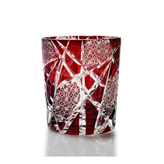 GREEM MARKET Wooden Box Included Craft Cut Glass Gift Present Glasswork Kiriko Glass Kikutsunagi Cup