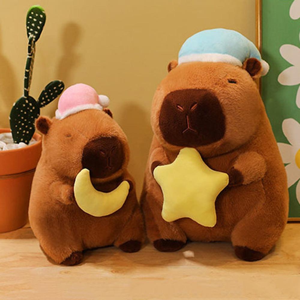Moon Goodnight Capybara Doll Star Capybara Fluffty Doll Accompany Toy Capybara Plush Toy Christmas