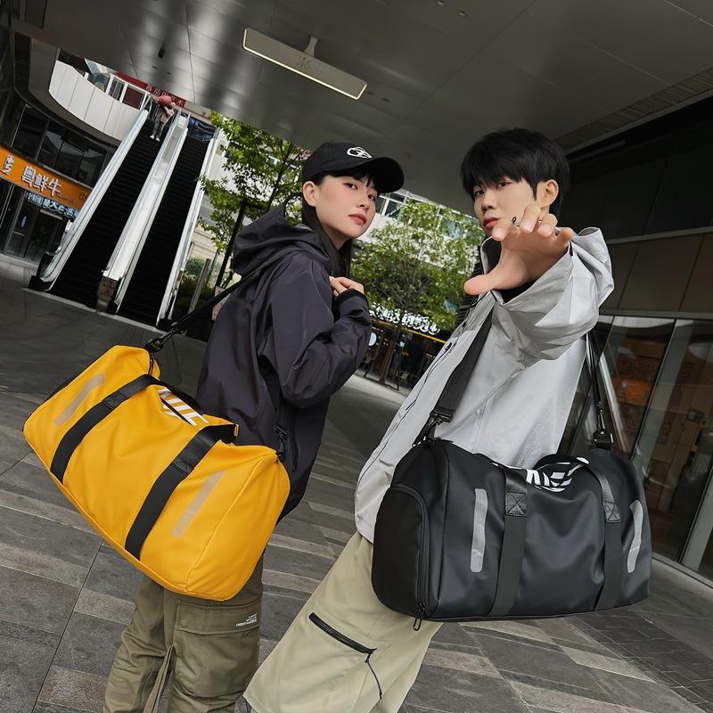 Sports bag trendy couple large-capacity portable travel bag dry and wet separation sleeve pull rod moving fitness bag