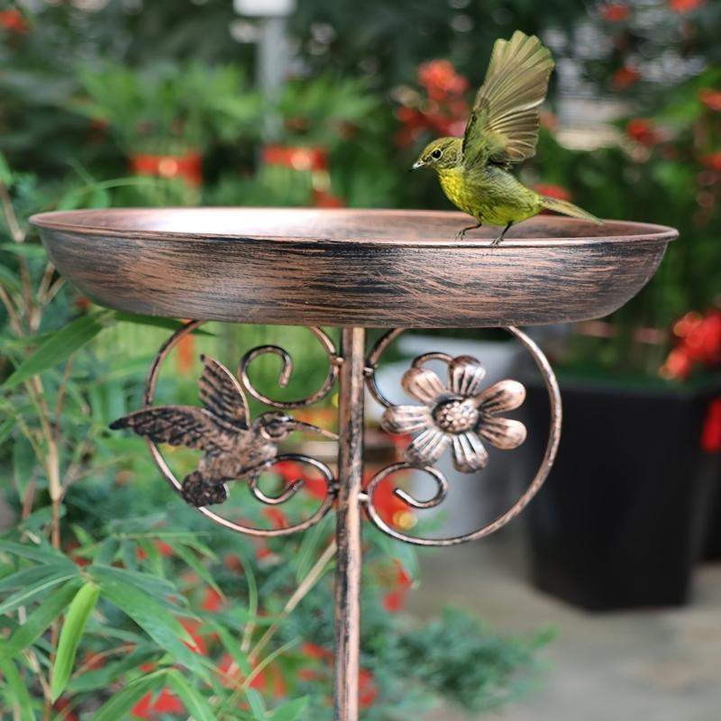 Weather Resistant Recycle Friendly Iron Bird Bath And Feeder Garden Stake For Climbing Plant Outdoor Lawn Decoration P9YB
