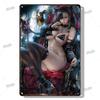 Sexy Anime Girl Metal Plate Game Figure Vintage Tin Sign Bar Club Art Decorative Plaques for Modern Home Room Wall Decor Poster