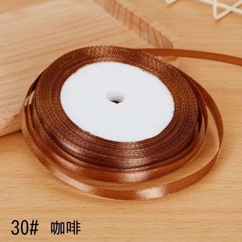 6mm Satin Ribbon DIY Artificial Silk Material Christmas Halloween Wedding Birthday Party DecorationHandmade Bows Gift Wrapping