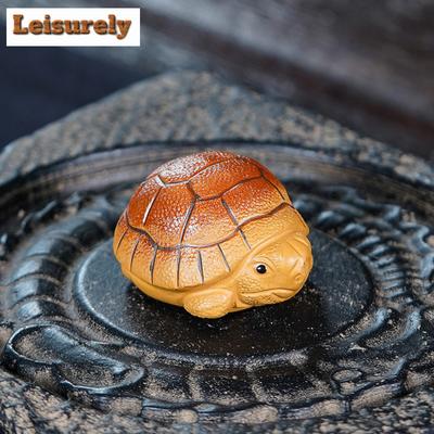 Yixing Zisha Wealth Turtle Tea Pet Vintage Lucky Model Tea Figurine Play Toys Tea Statue Ornaments Tea Ceremony Supplies Craft