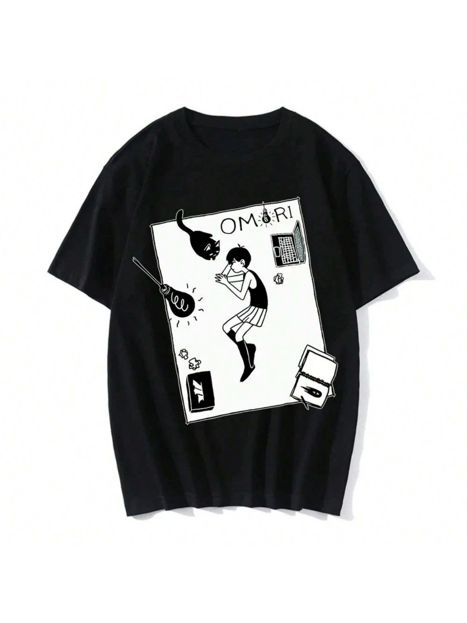 Omori Merch Omocat Summer T-Shirts Casual Tops Fashion Print Harajuku Style Short Sleeve Tops Cosplay T-Shirts Fashion Y2K Top1 S