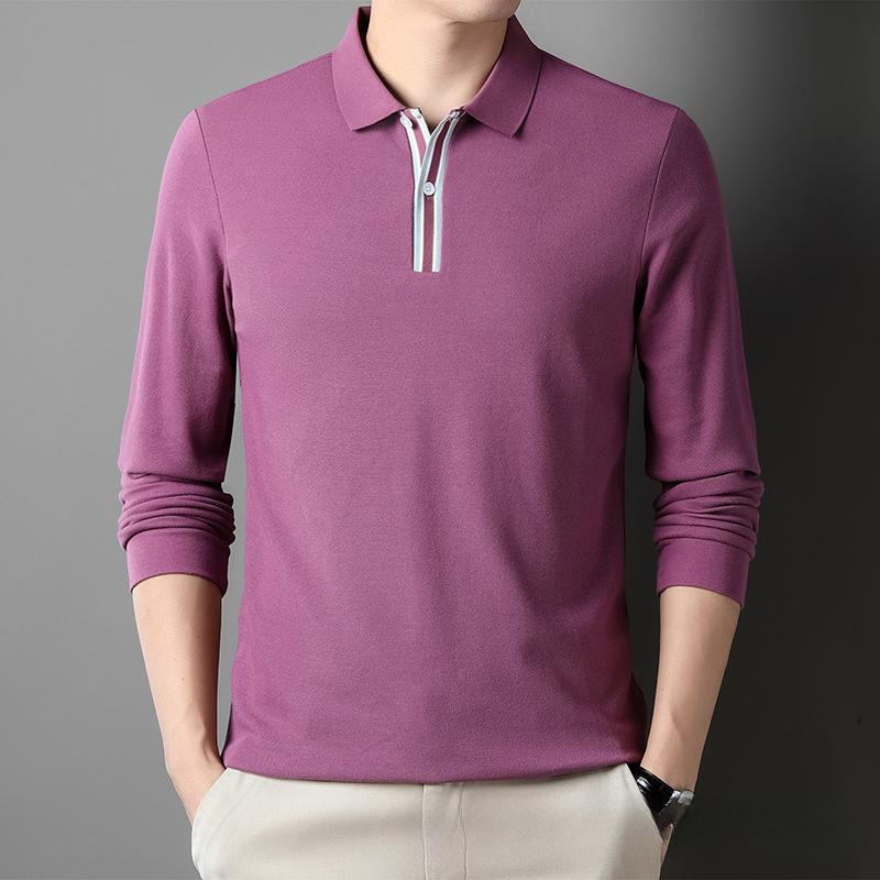 Мужская футболка с длинным рукавом Весна Новинка Топ Лацкан Мужская рубашка ПОЛО Мужская — фото 4