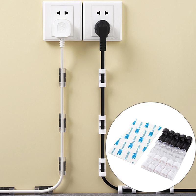 20Pcs Self Stick Wire Organizer Line Cable Buckle Auto Fastener Clips Clamp Table Wall Fixer Fastener Holder Car Organizer