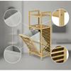 1 Piece Bathroom Shelf with Hamper Laundry Organizer Cabinet Sturdy Slatted