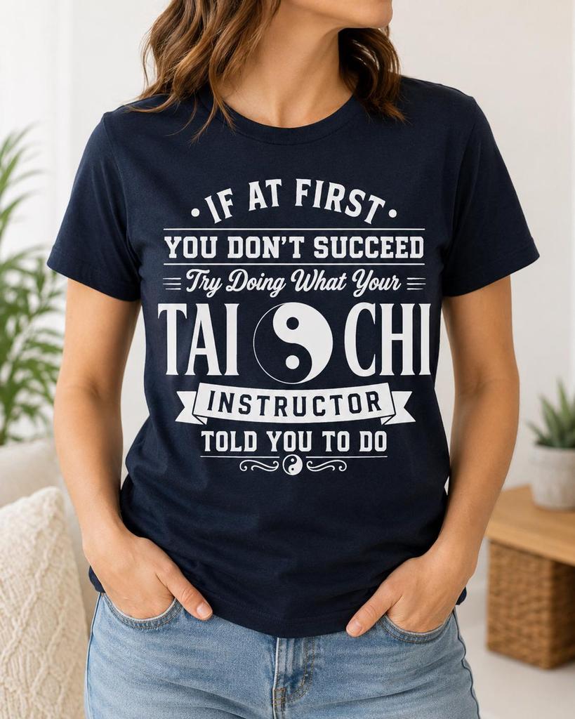 If at First You Don't Succeed Tai Chi Shirt, Funny Instructor Quote Tee, Martial Arts Teacher Gift, Mindful Student Birthday, Practice Humor