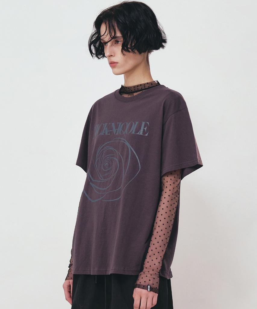 Nigaennikol Big Rose Sleeve Top_Charcoal