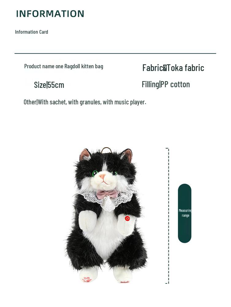 Cute Ragdoll Kitten Plush Backpack Toy for Girls and Kids
